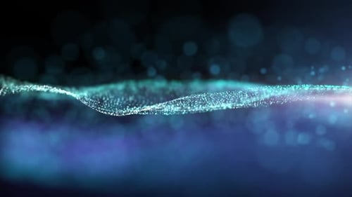 Animated Flowing Digital Particle Wave Background