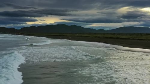 Beach with Black Sand on Kamchatka