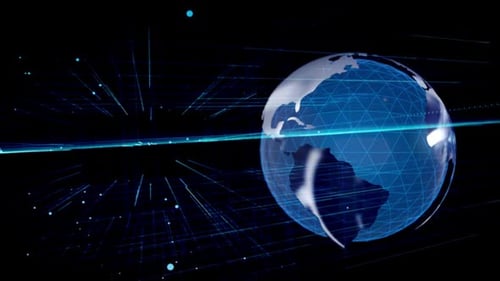 Futuristic Digital Earth Globe with Global Network Data Animation