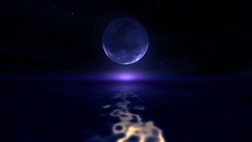 Moonlit Night Sky with Reflective Water Background