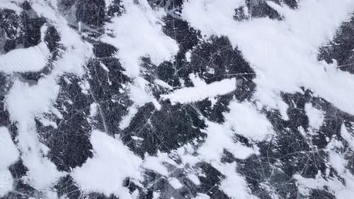 Aerial View of Winter Snow and Ice Texture
