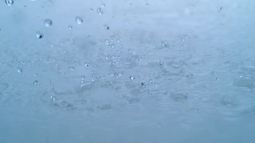4K 30fps, Heavy rain in puddle, Slow Motion