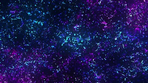 Abstract Neon Particle Background with Fluid Blue and Purple Swirls Loop