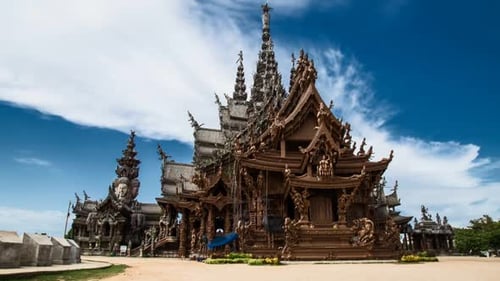 Sanctuary of Truth Timelapse in Pattaya, Thailand