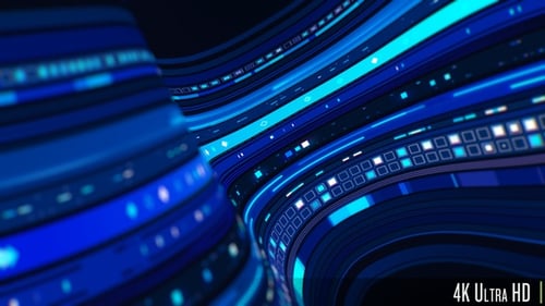 4K 3D Futuristic HUD Display of Computer Network Transferring Data Concept