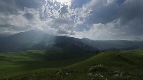Mountain Landscape with Sun Rays