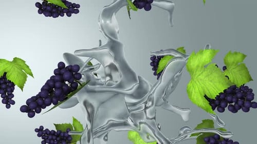 Falling Grapes and Liquid Splash Seamless Loop