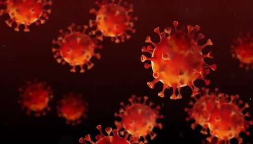 3D Animated Virus Particles Floating Medical Background