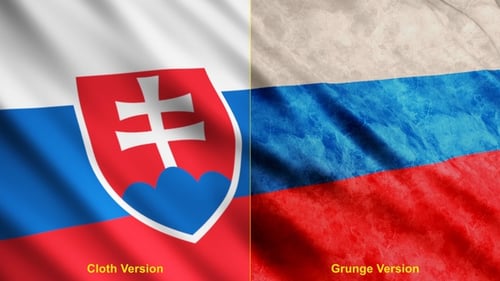Slovakia Flag Waving Animation in Clean and Grunge Styles