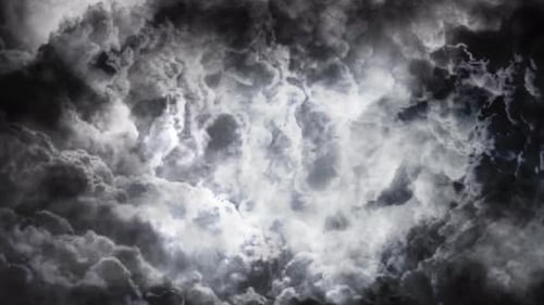 4k point of view of the atmosphere inside a thunderstorm that occurs inside the clouds