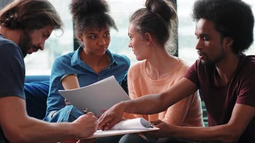 Male manager singing the documents