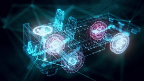 Industrial Electric Car Hologram Close Up Hd