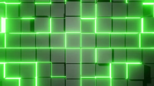 Green Neon Cubic Wall Movement Vj Loop Background HD