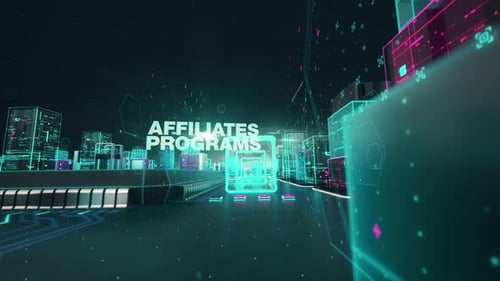 Futuristic Digital City Fly-Through Revealing Affiliate Marketing