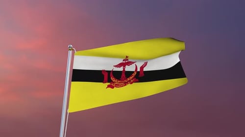 Realistic Waving Brunei National Flag Animation