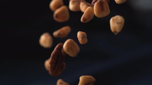 Walnuts falling. Slow Motion.