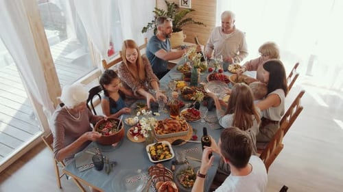 Friends and Family Feast Together at Home