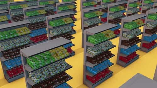A Lot Of Market Shelf Tea And Cookies In A Row 4k