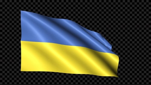 Seamless Looping Waving Blue and Yellow Flag Animation