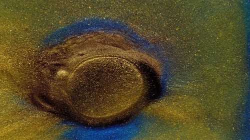 Swirling Gold and Blue Abstract Macro Motion