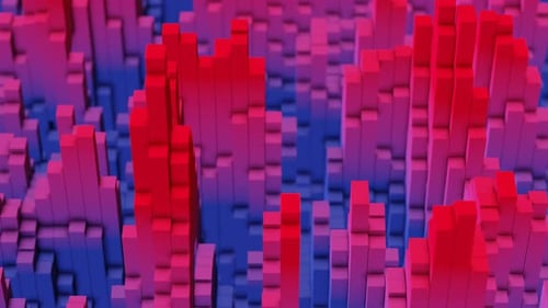 abstract 3d background animation cubes. 4k red and blue color animation
