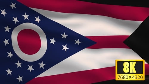 Realistic Waving Ohio State Flag