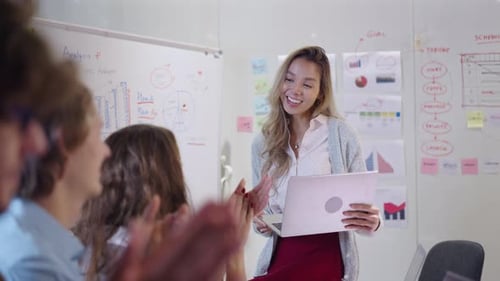 Positive Young Professionals Teamwork in Modern Office