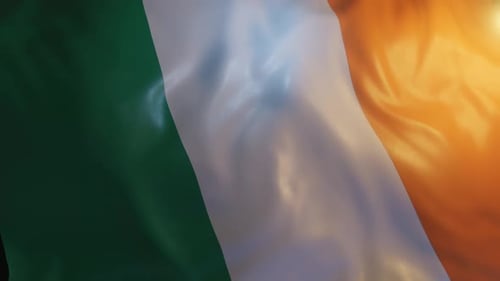Realistic Waving Irish Flag Animation Loop