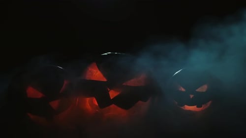 Scary Halloween Pumpkins with Smoke