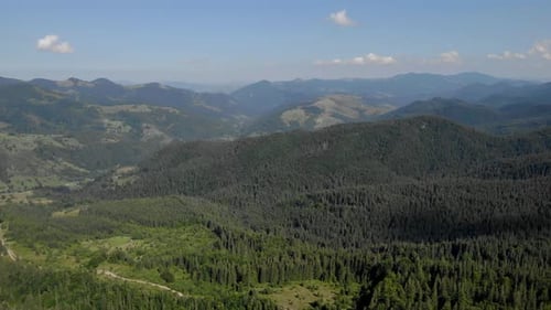 Aerial View of Mountainous Green Forest Landscape