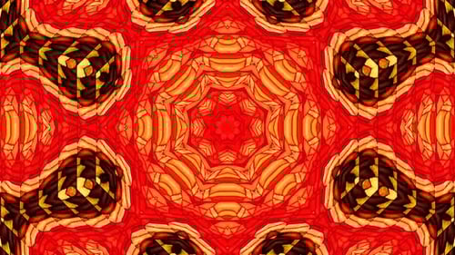 Seamless Red Orange Geometric Kaleidoscope Loop Background