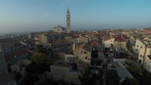 Aerial view of Vodnjan with Church of St Blaise