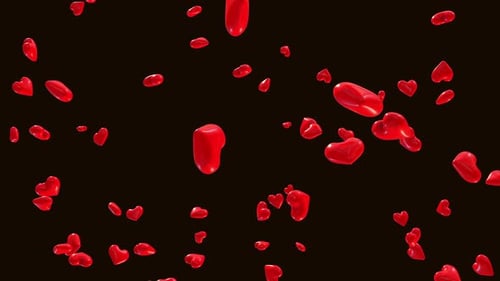 Falling Glossy Red Hearts Loop Animation