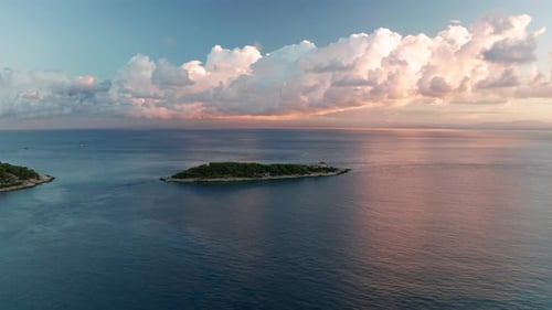 Aerial View Beautiful Bay at Sunrise
