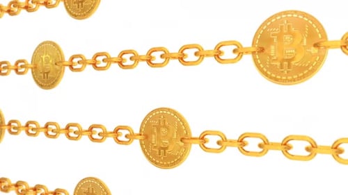 Gold Bitcoin Blockchain Transaction Banking Technology Concept - 1080p