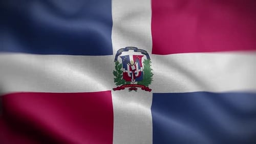 Realistic Waving Flag of the Dominican Republic