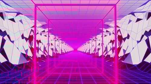 Neon VJ Loop Background With Pink Square And Mountain HD