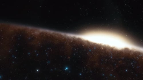 Starship Flies at the Speed of Ligh Near the Center of the Milky Way Galaxy in Space