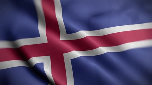 Realistic Waving Iceland National Flag Seamless Loop