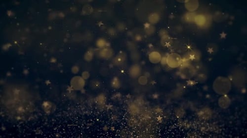 Golden Twinkling Stars and Bokeh Particles Animated Background Loop