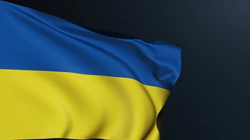Waving Realistic Ukrainian Flag Motion Graphic Loop