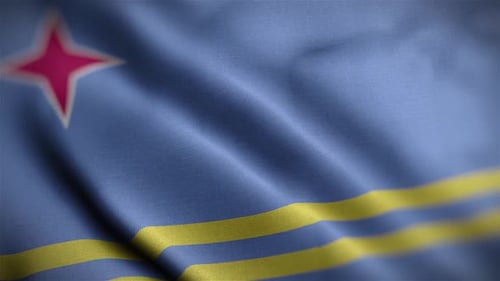 Realistic Waving Aruba National Flag Loop with Fabric Texture