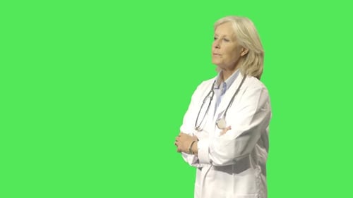 Doctor Posing on Green Screen Background