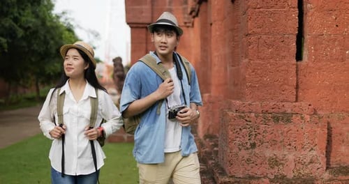Couple visit ancient temple