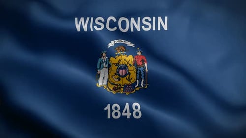 Wisconsin State Flag Realistic Waving Animation