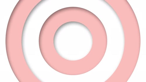 abstraktes Logo Promo-Muster von Kreisen mit dem Effekt der Verschiebung weiße und rosa saubere Ringe an