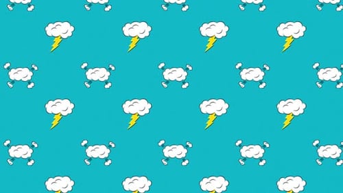 Animation of multiple vintage comic cartoon cloud on green background