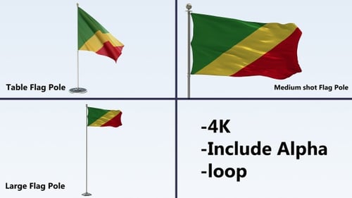 Republic of the Congo Flag Waving Animation with Alpha Channel