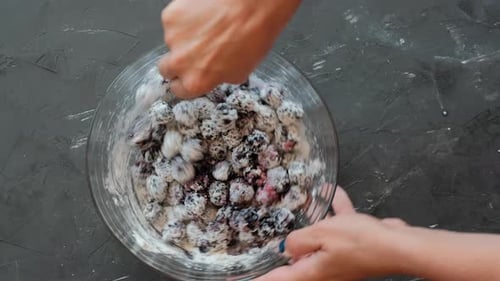 Preparing Blackberries in Bowl for Cooking or Baking
