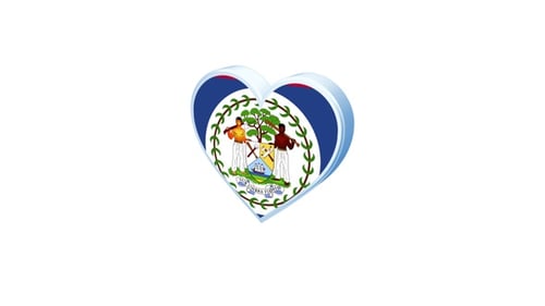Belize Flag Heart Rotation Animation with Alpha Channel